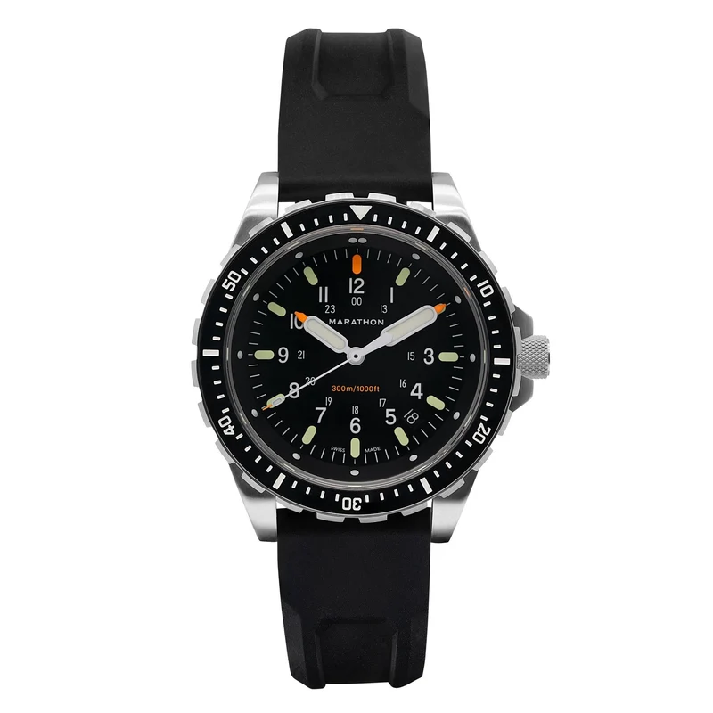 Marathon JSAR 46mm Black Dial Rubber Mens Quartz Watch WW194018SS-0130