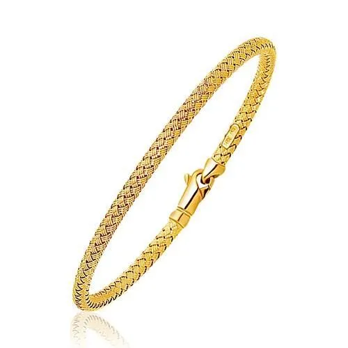 Fancy Weave Bangle in 14k Yellow Gold (3.0mm), size 7.25''
