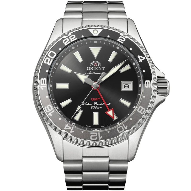 Orient Mako GMT 43mm Black Dial Steel Mens Automatic Watch RA-BC0001B30B