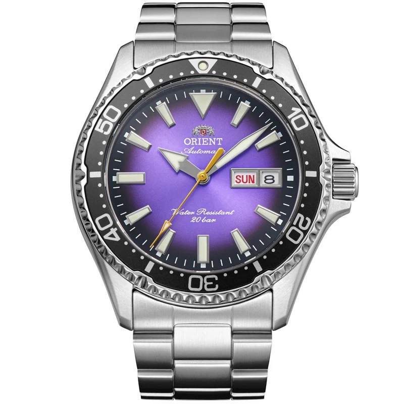Orient Mako 'Kamasu' 42mm Limited Release Purple Dial Steel Mens Automatic Watch RA-AA0827V39B