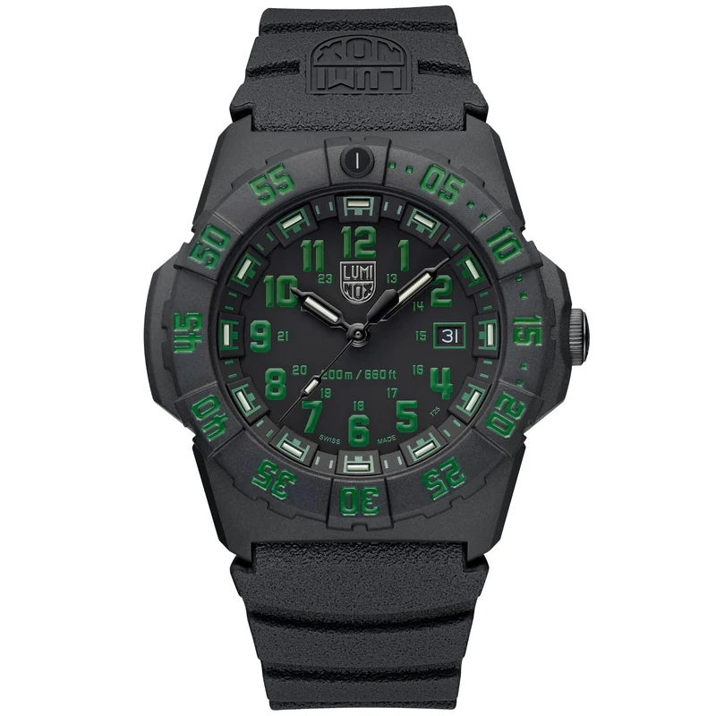 Luminox Navy SEAL 3550 Series 44mm Black and Green Dial Rubber Mens Quartz Watch XS.3567