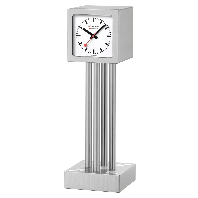 Mondaine 'Zurich Meeting Point' Miniature Edition 5cm White Face Aluminium Quartz Table Clock A660.MEET.81SBB