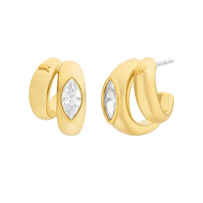 Michael Kors Brilliance Gold Marquise Cubic Zirconia Ladies Double Hoop Earrings MKJ8678710
