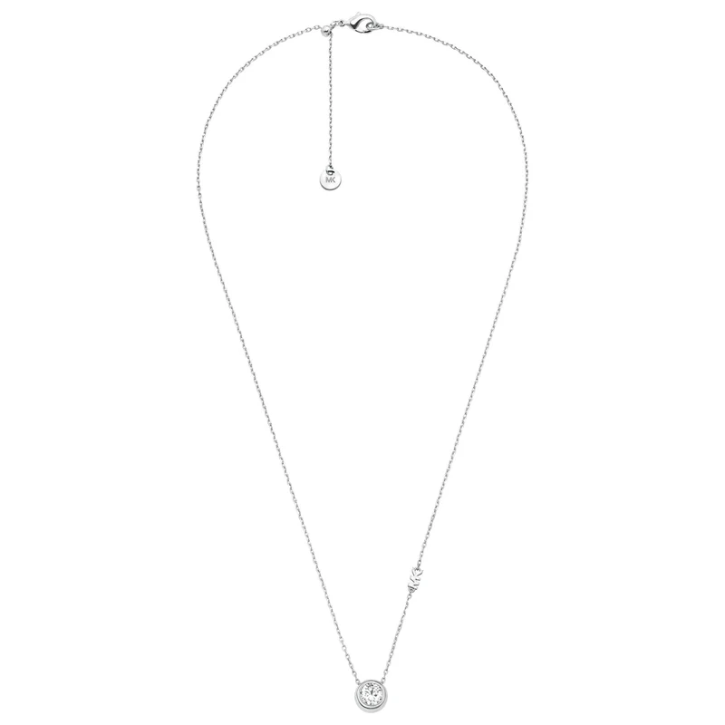 Michael Kors Brilliance Silver Round Stone Pendant Ladies Necklace MKJ8659040