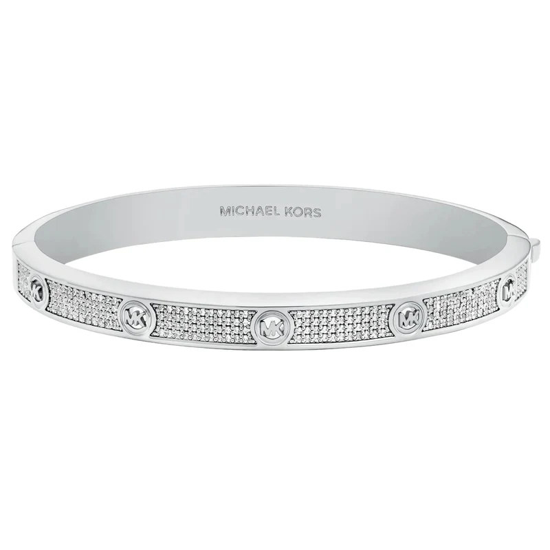 Michael Kors MK Silver Pavé Logo Ladies Bangle Bracelet MKJ8653040