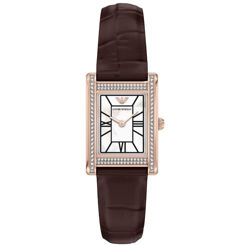 Emporio Armani Genni 22.5mm Mother of Pearl Dial Leather Ladies Quartz Watch AR11804