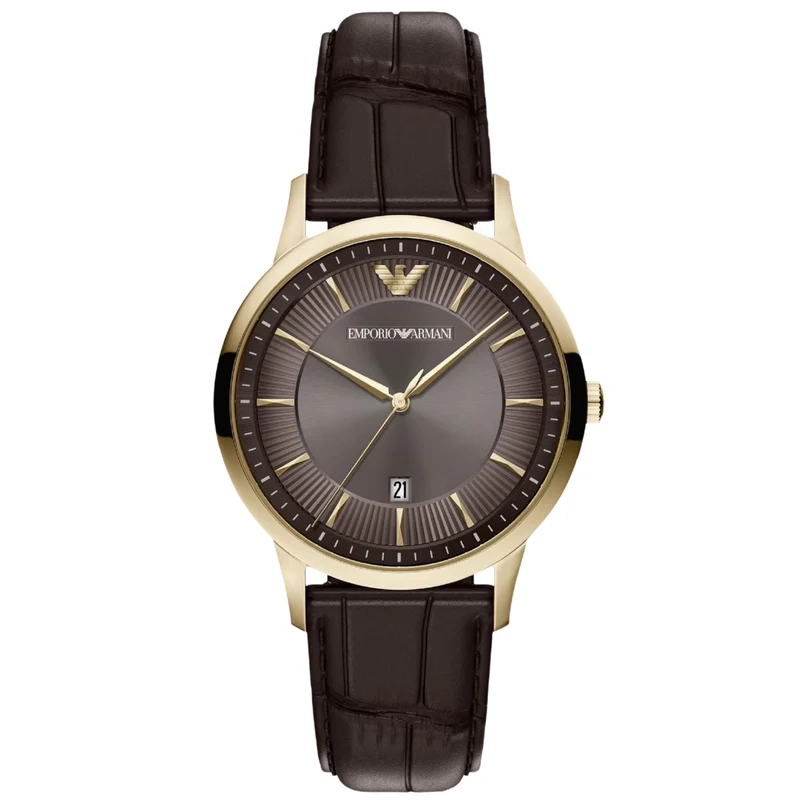 Emporio Armani Archetipo 39mm Brown Dial Leather Mens Quartz Watch AR11824