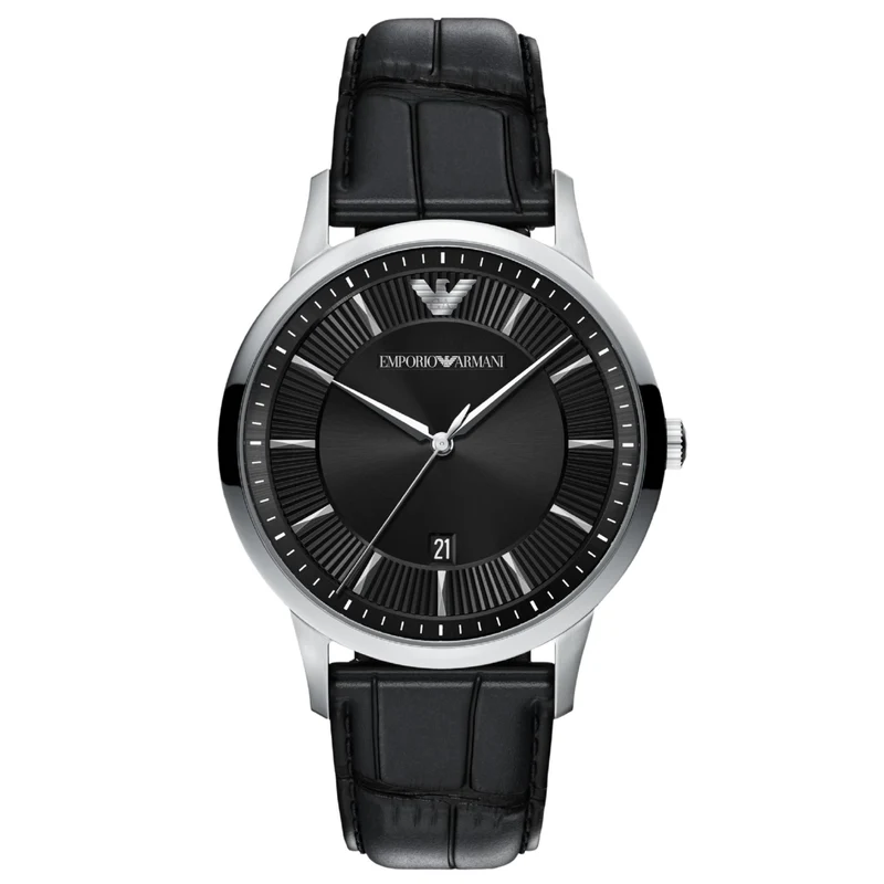 Emporio Armani Archetipo 43mm Black Dial Leather Mens Quartz Watch AR11826
