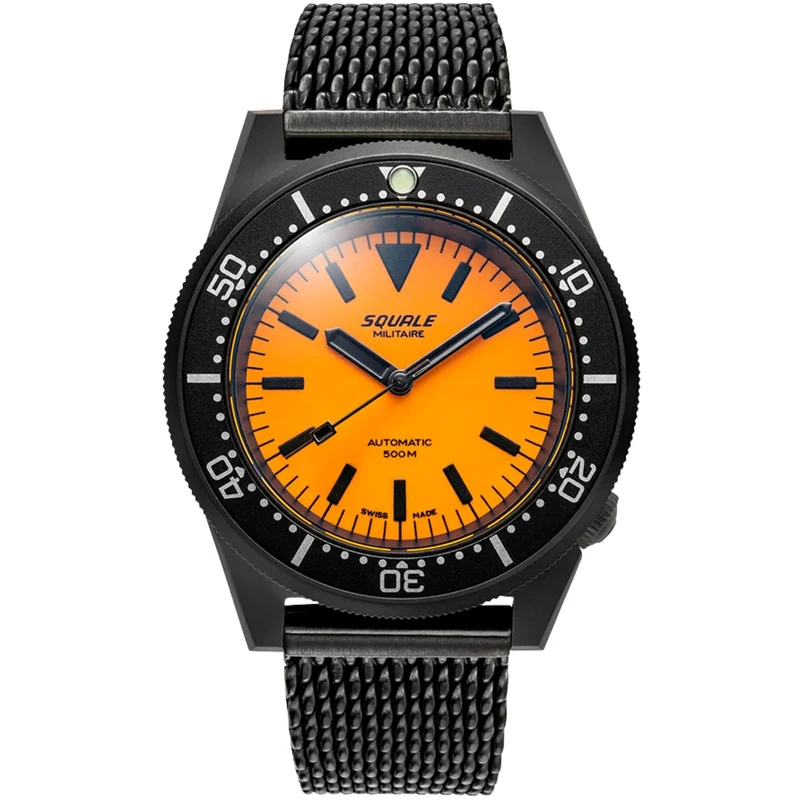 Squale 1521 Full Luminous Militaire 42mm Orange Orange Dial Steel Mens Automatic Watch 1521DLCFOR.MEPVD20