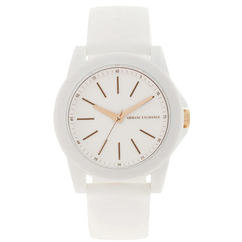 Armani Exchange Banks 40mm White Dial Silicone Ladies Quartz Watch AX7126