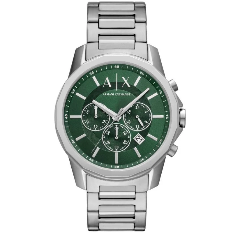 Armani Exchange Banks 44mm Chronograph Green Dial Steel Mens Quartz Watch AX1771