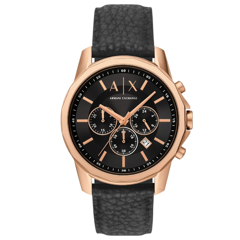 Armani Exchange Banks 44mm Chronograph Black Dial Rubber Mens Quartz Watch AX1769