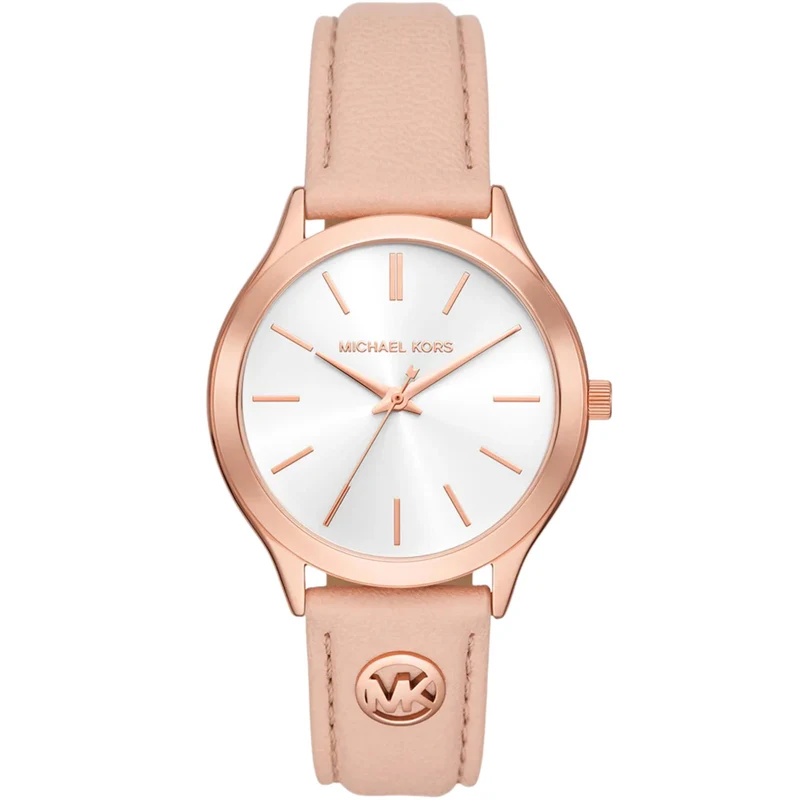 Michael Kors Slim Runway 38mm White Dial Leather Ladies Quartz Watch MK7545