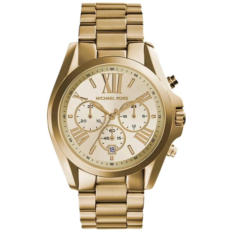 Michael Kors Bradshaw 42mm Chronograph Gold Dial Steel Ladies Quartz Watch MK5605