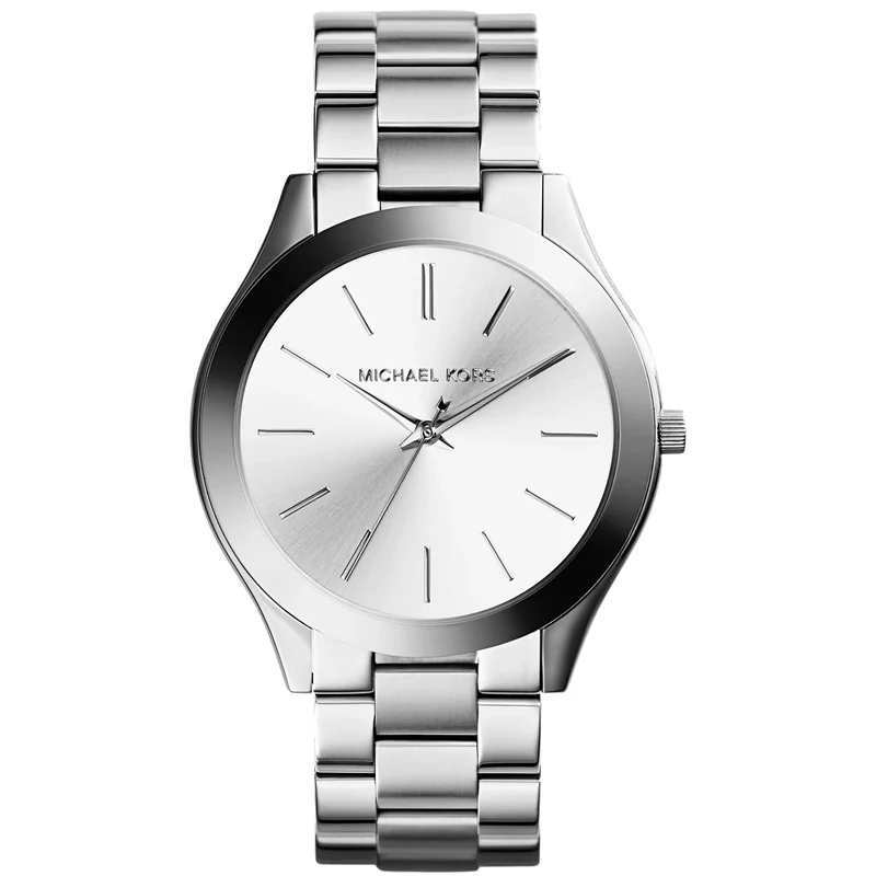 Michael Kors Slim Runway 42mm Silver Dial Steel Mens Quartz Watch MK3178