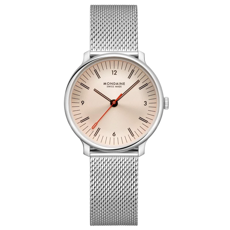Mondaine Doppio 33mm Rose Gold Dial Steel Ladies Quartz Watch MLE.33150.SM