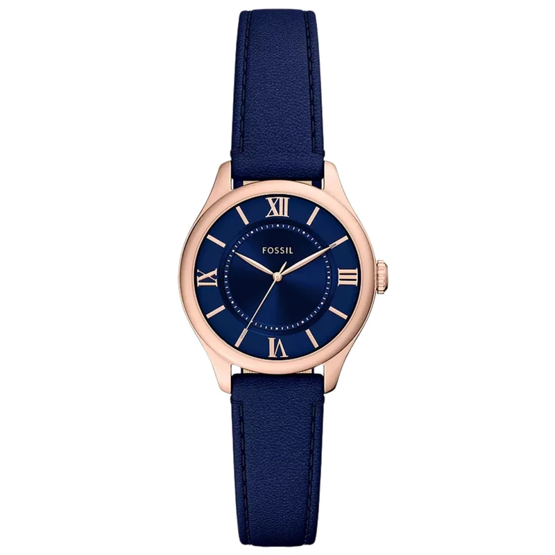 Fossil Gilmore 28mm Blue Dial Leather Ladies Quartz Watch ES5424