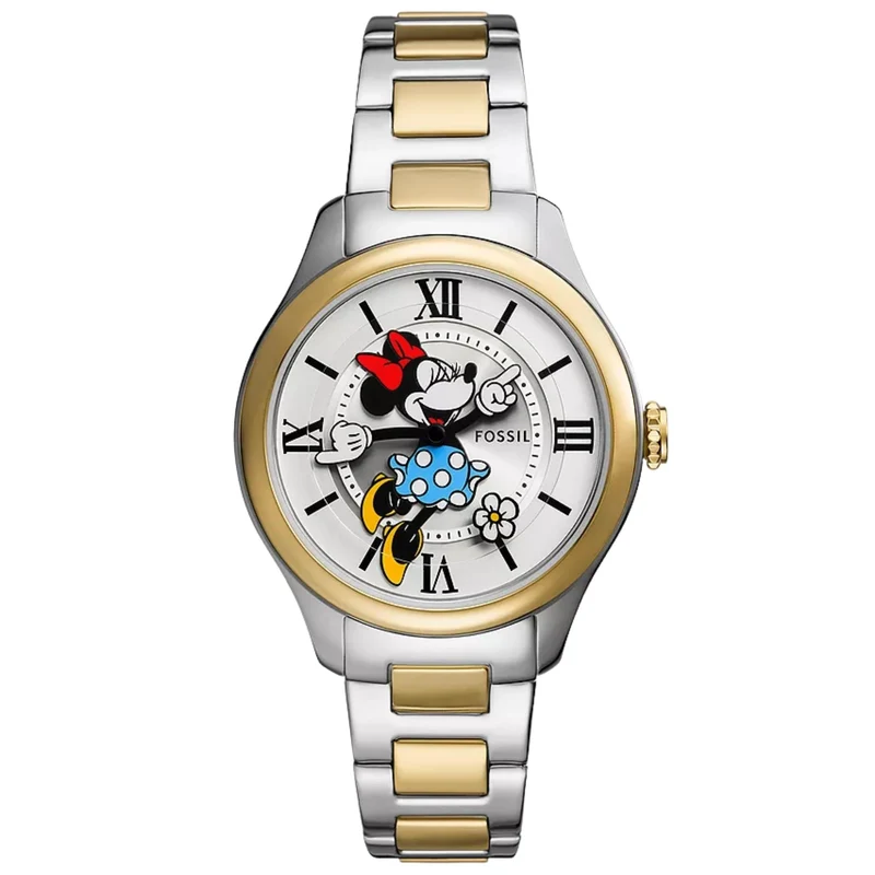 Fossil Disney Minnie Mouse 38mm Special Edition Silver Dial Steel Quartz Watch SE1122