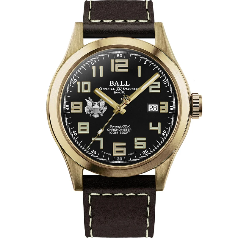 BALL Engineer III 'Army' 43mm Limited Edition Black Dial Leather Mens Automatic Watch ND2186C-L4C-BK