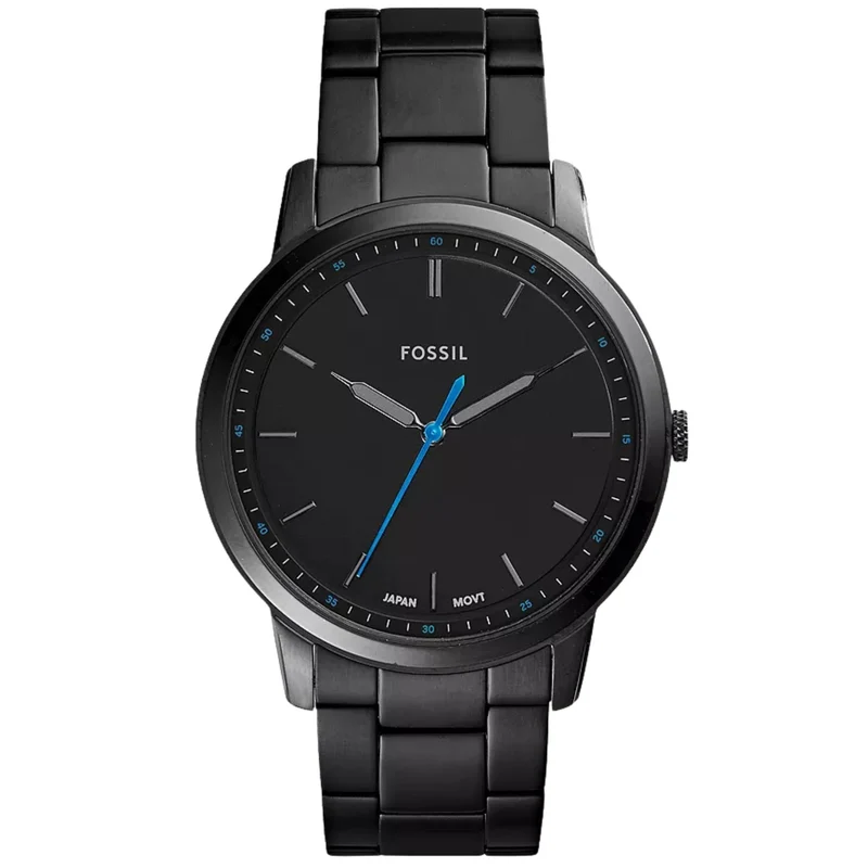 Fossil Minimalist 44mm Black Dial Steel Mens Quartz Watch FS5308