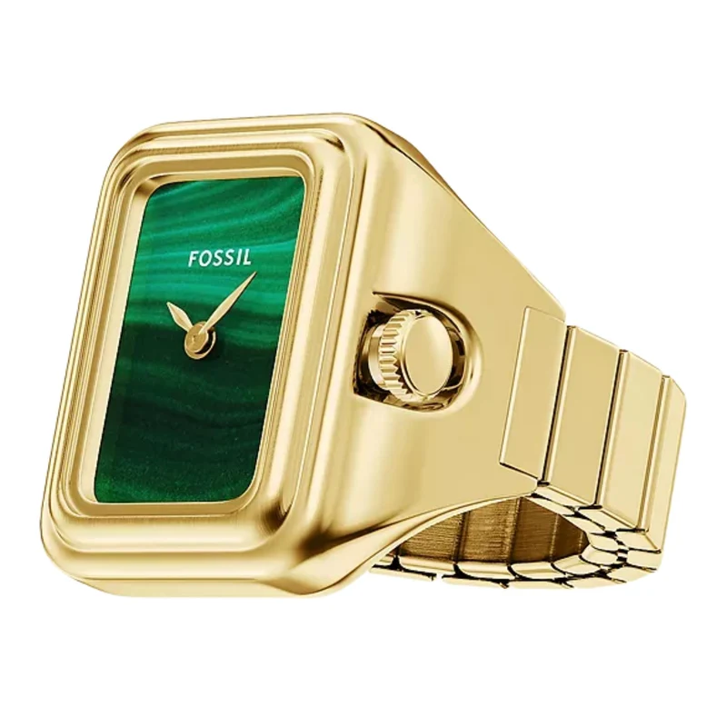 Fossil Raquel 21mm Green Dial Steel Ladies Quartz Ring Watch ES5448