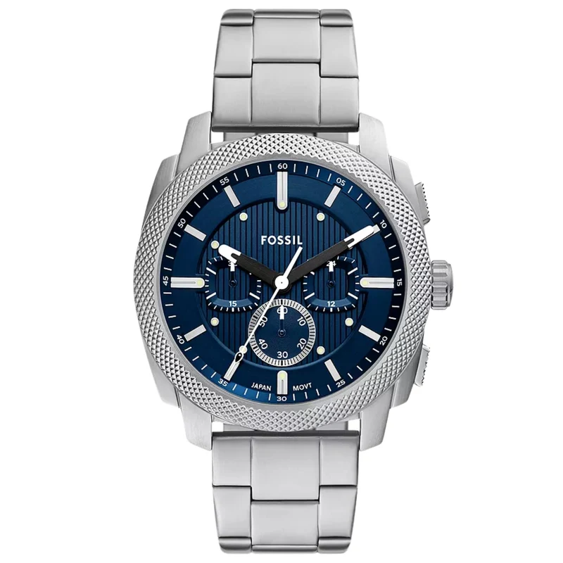 Fossil Machine 44mm Chronograph Blue Dial Steel Mens Quartz Watch FS6096
