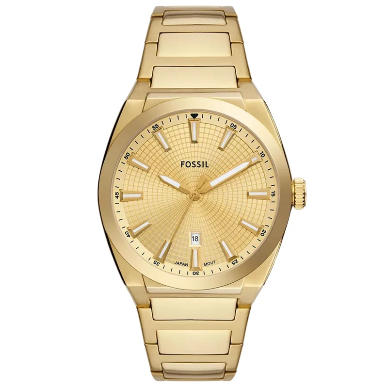 Fossil Everett 42mm Gold Dial Steel Mens Quartz Watch FS5965