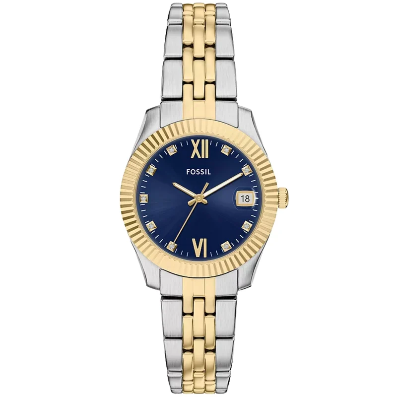 Fossil Scarlette 33mm Gold Dial Steel Ladies Quartz Watch ES5443