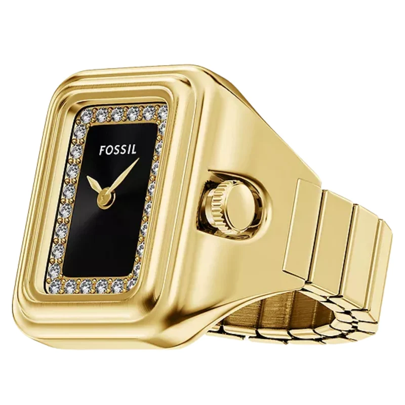 Fossil Raquel 21mm Black Dial Steel Ladies Quartz Ring Watch ES5447