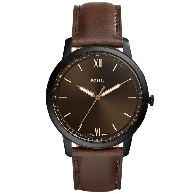 Fossil Minimalist 44mm Black Dial Leather Mens Quartz Watch FS5551