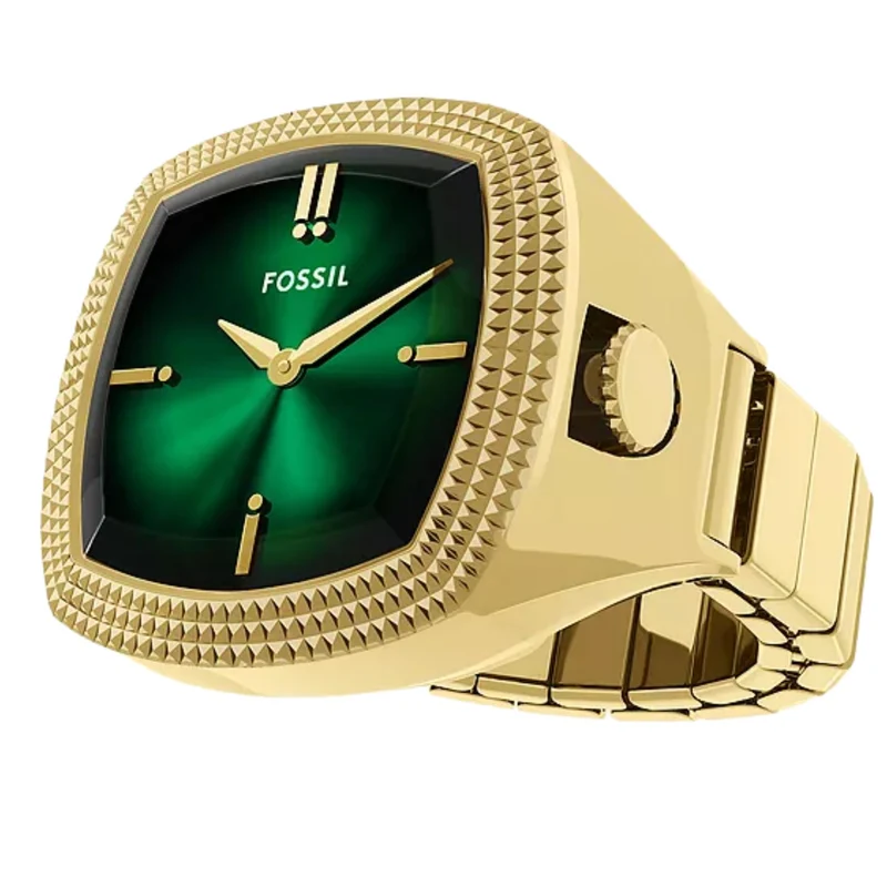 Fossil Machine x Nick Jonas 19mm Green Dial Steel Quartz Ring Watch LE1213