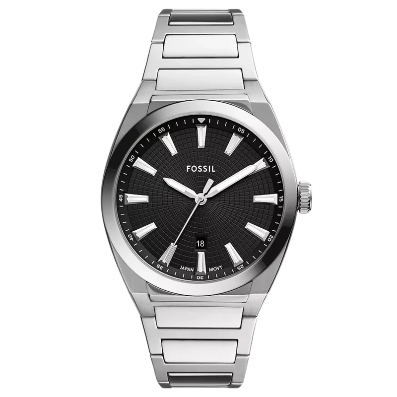 Fossil Everett 42mm Black Dial Steel Mens Quartz Watch FS5821