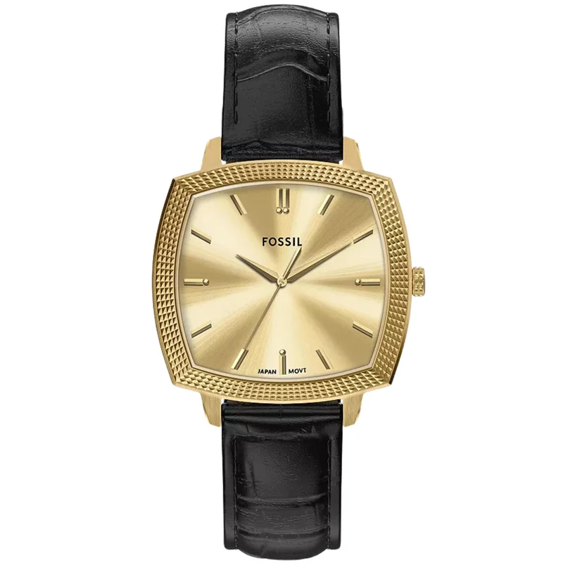 Fossil Machine x Nick Jonas 37mm Gold Dial Leather Quartz Watch LE1214