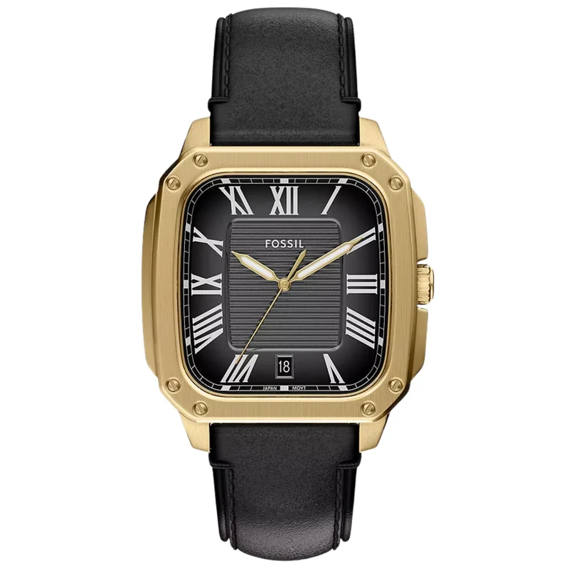 Fossil Crosby 42mm Black Dial Leather Mens Quartz Watch FS6151