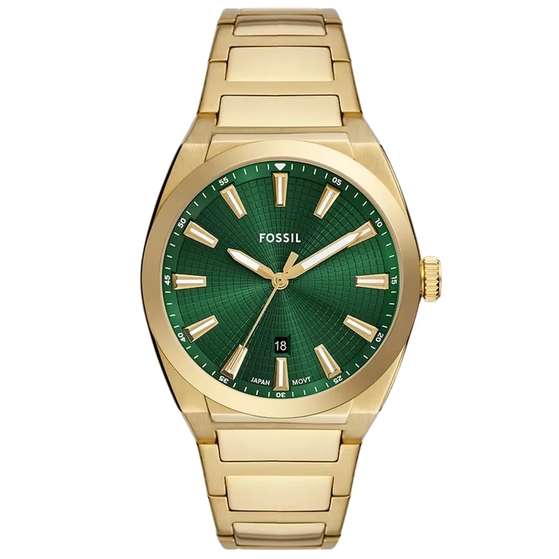 Fossil Everett 42mm Green Dial Steel Mens Quartz Watch FS6090