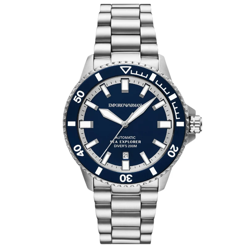 Emporio Armani Sea Explorer 42.5mm Blue Dial Steel Mens Automatic Watch AR60087
