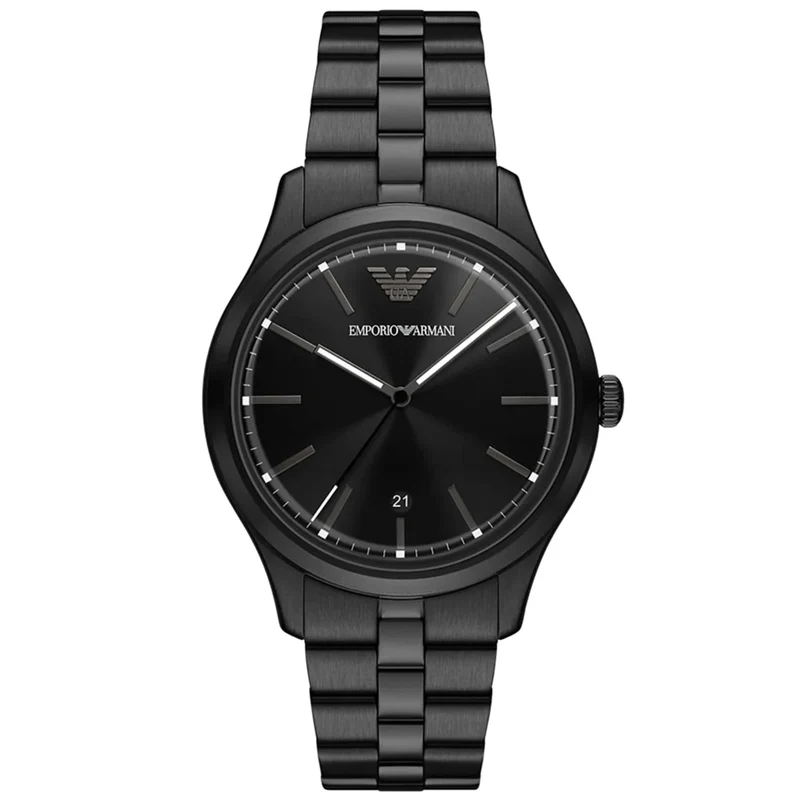 Emporio Armani Dario 41mm Black Dial Steel Mens Quartz Watch AR11736