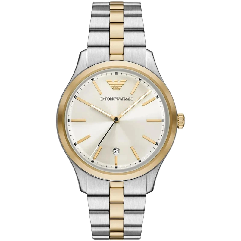 Emporio Armani Dario 41mm Beige Dial Steel Mens Quartz Watch AR11735