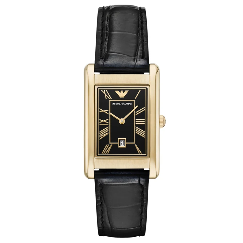 Emporio Armani Gino 25mm Black Dial Leather Ladies Quartz Watch AR11666