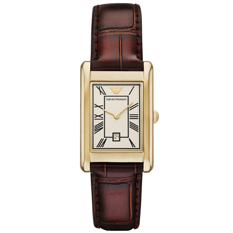 Emporio Armani Gino 25mm White Dial Leather Ladies Quartz Watch AR11665