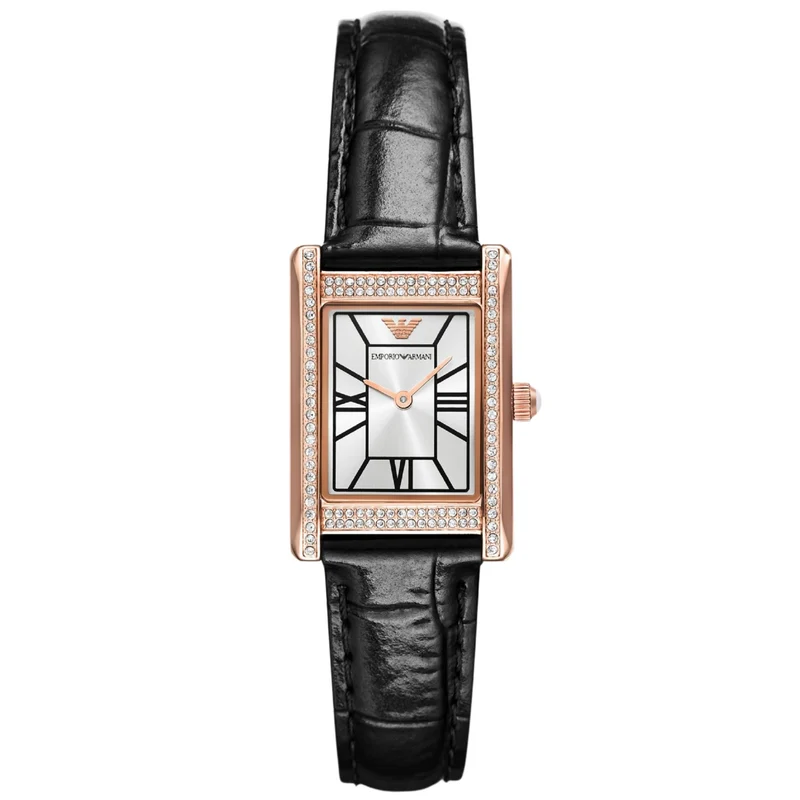 Emporio Armani Genni 32mm Silver Dial Leather Ladies Quartz Watch AR11624