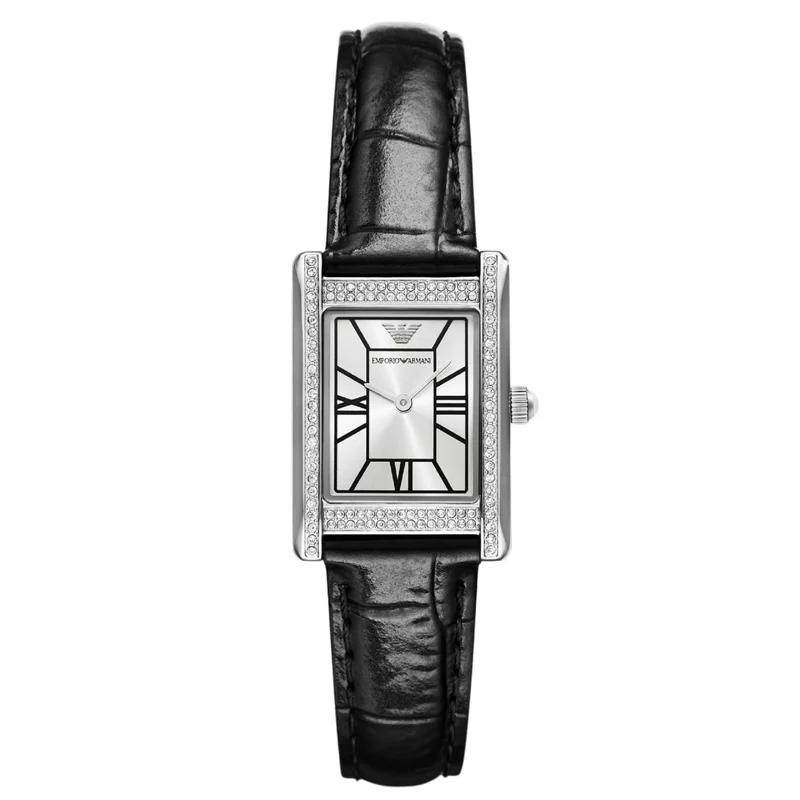 Emporio Armani Genni 32mm Silver Dial Leather Ladies Quartz Watch AR11623