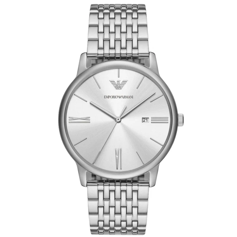 Emporio Armani Minimalist 42mm Silver Dial Steel Mens Quartz Watch AR11599
