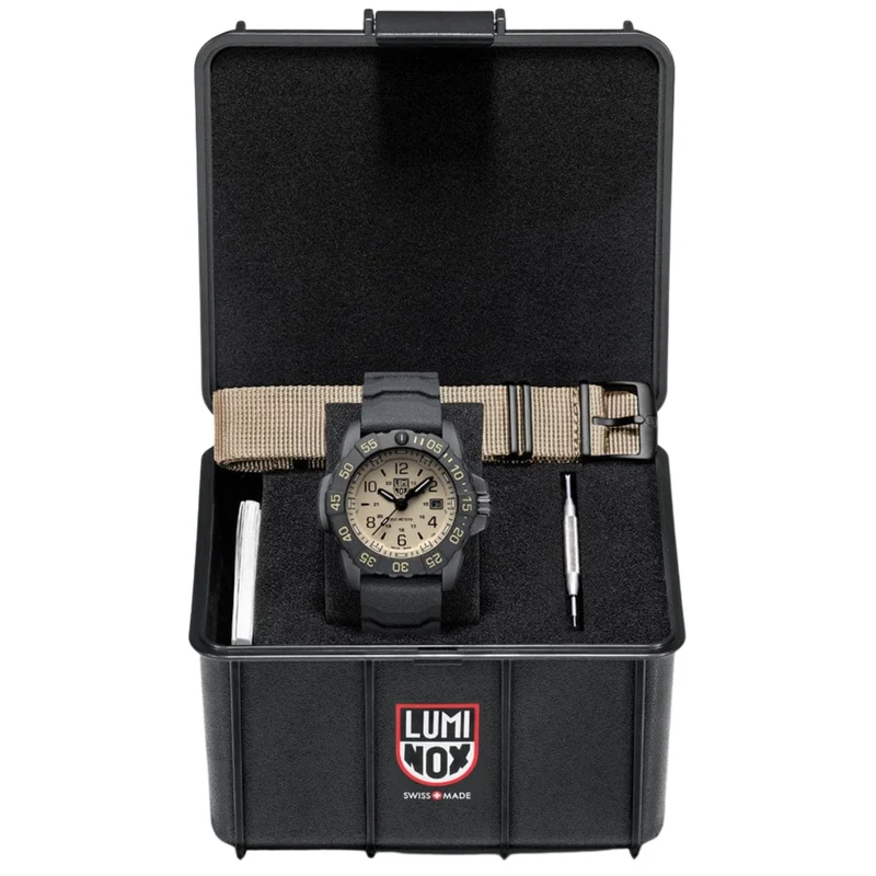 Luminox Navy SEAL Foundation 45mm Sand-Coloured Dial Rubber Mens Quartz Watch XS.3251.CBNSF.SET
