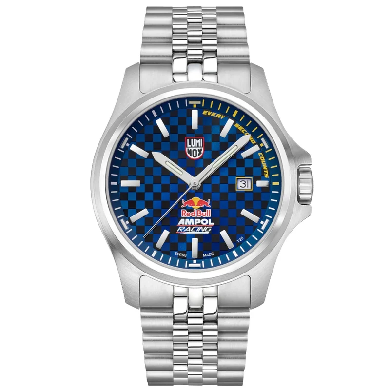 Luminox Atacama Field 43mm Limited Edition Red Bull Ampol Racing Blue Dial Steel Mens Quartz Watch XL.2523.ARB.N