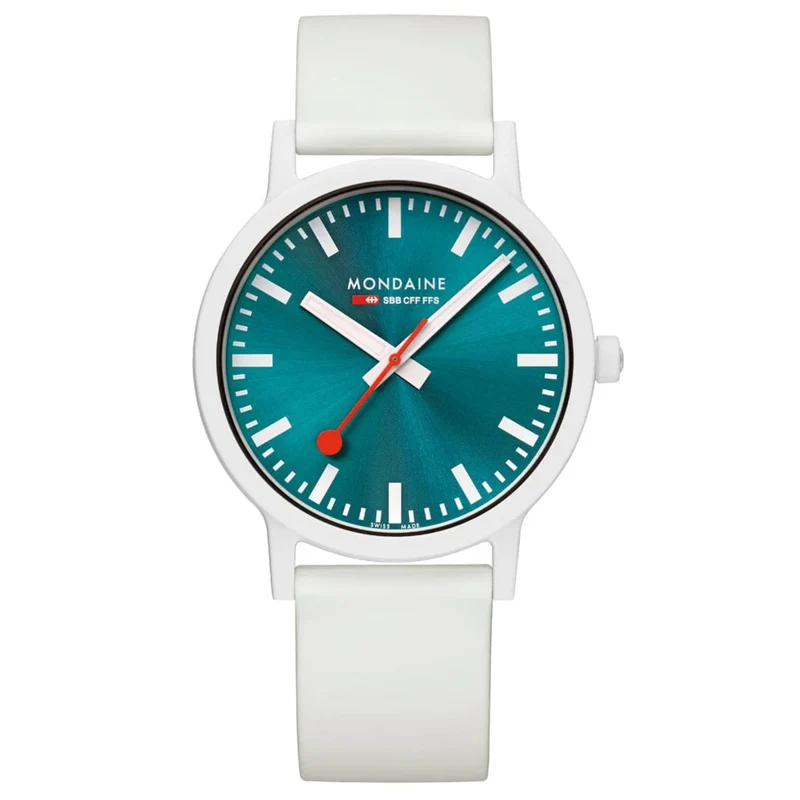 Mondaine Essence Teal 41mm Limited Edition Blue Dial Silicone Mens Quartz Watch MS1.41140.RA