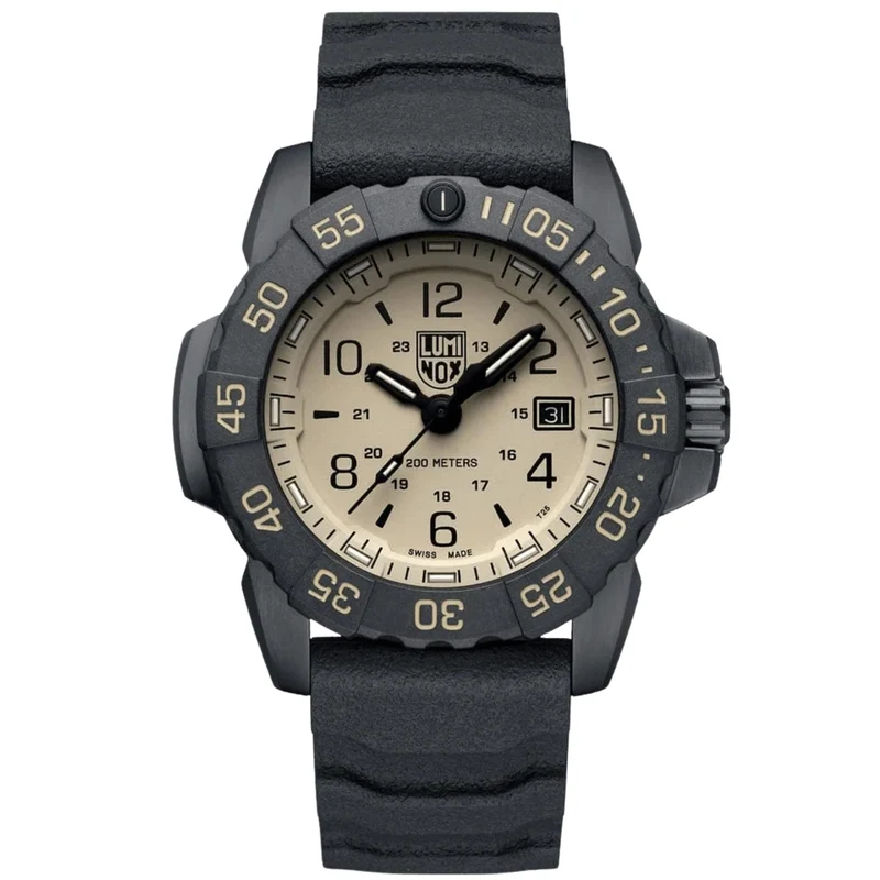 Luminox Navy SEAL Foundation 45mm Sand-Coloured Dial Rubber Mens Quartz Watch XS.3251.CB.NSF.2