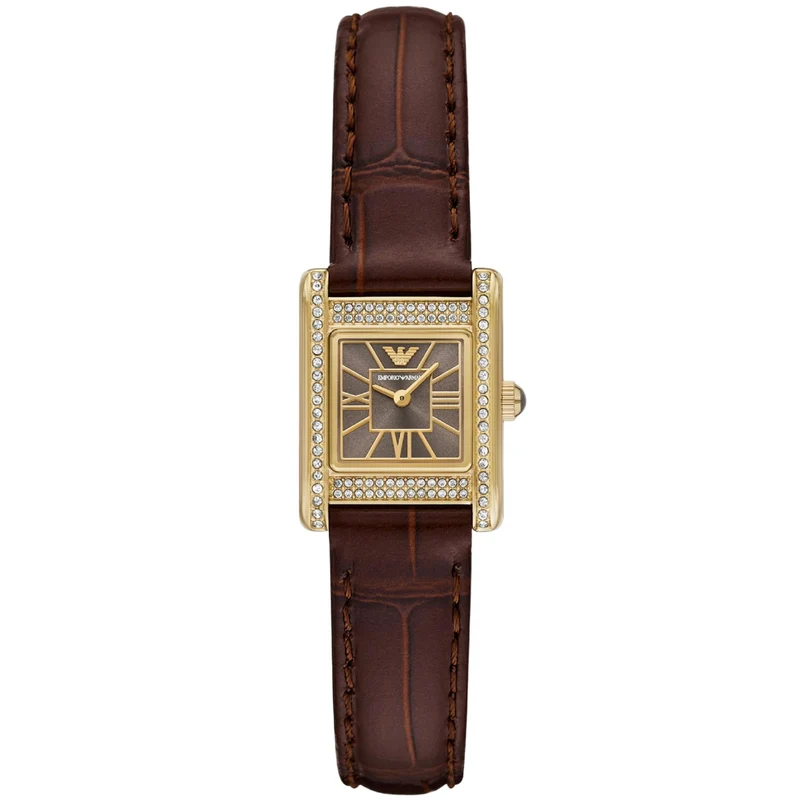 Emporio Armani Genni 26mm Brown Sunray Dial Leather Ladies Quartz Watch AR11705