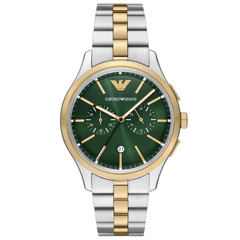 Emporio Armani Dario 42mm Chronograph Green Dial Steel Mens Quartz Watch AR11692