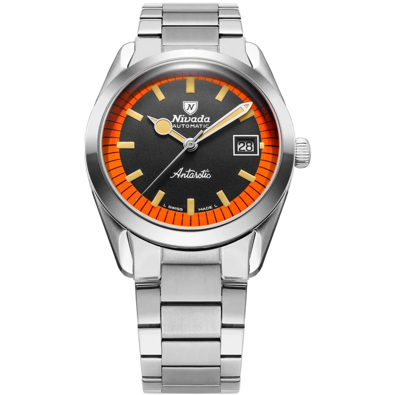 Nivada Grenchen Super Antarctic 38mm Limited Edition Black Dial Steel Mens Automatic Watch 32056A20